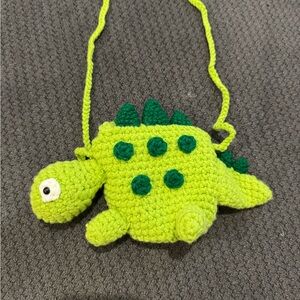 Green Dinosaur Crochet Kids Bag